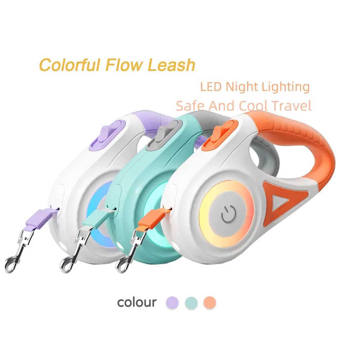 LED Retractable Dog Leash with Light for Puppies Small Dogs Medium Dogs Large Dogs Cats Pet Leash Collar Accessories 3m/5m J251110