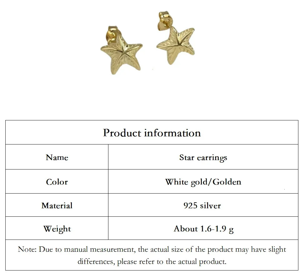 S925 pure silver sweet star earrings for women simple five point star French earrings jewelry Korean style earrings gifts 250409