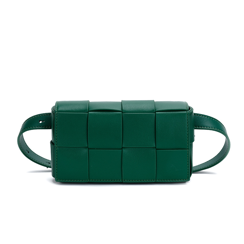 2025 new Summer minimalist and fashionable soft leather crossbody bag ins small square bag retro woven underarm waist bag