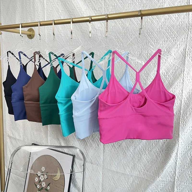 Fashionable and sexy cross back small sling yoga bra for women breathable and shockproof gym fitness running sports top sports vestXJ250410