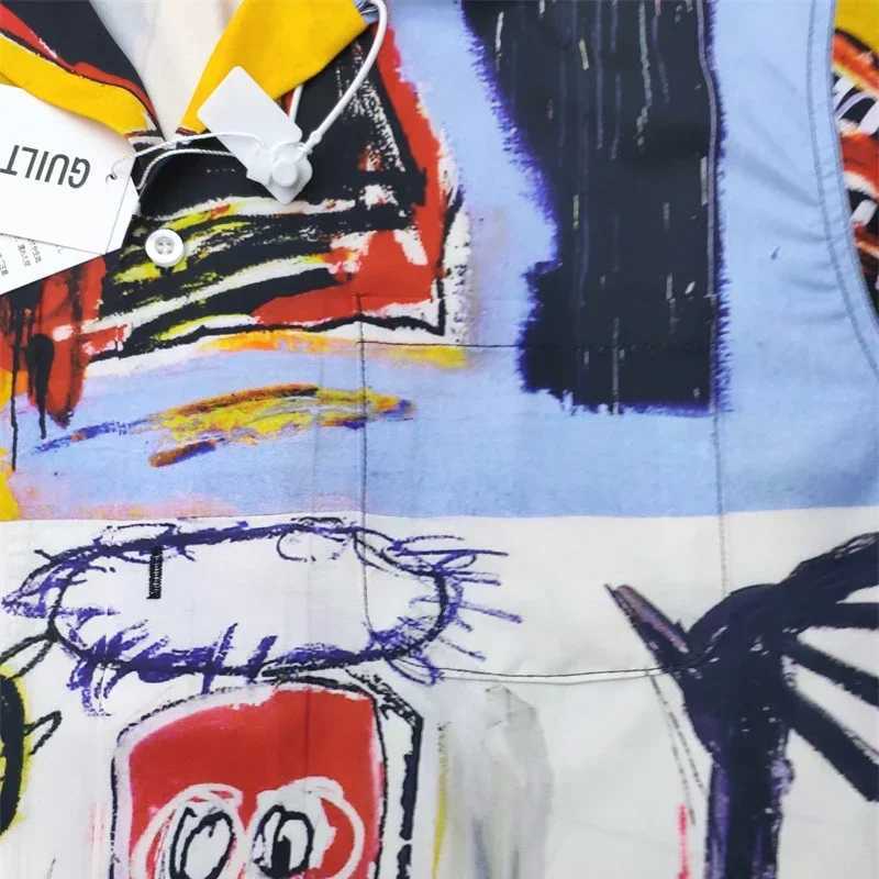 Outdoor leisure top T-shirt WACKO MAR Hawaiian beach shirt mens artist street graffiti quick drying lapel short sleeved shirt X250410
