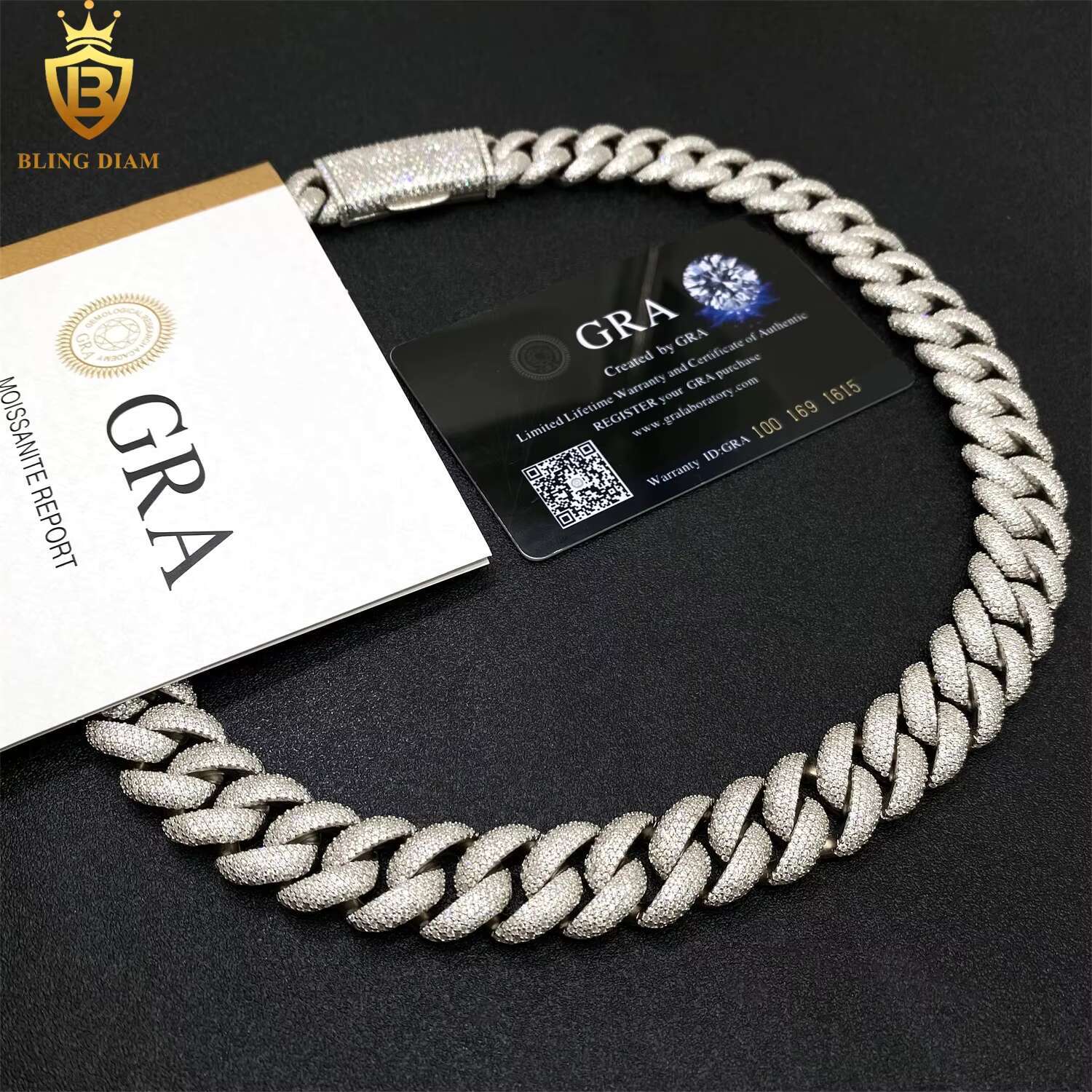 16mm 5 Rows Stones Miami Cuban Link Chain Pass Diamond Tester Hip Hop Jewelry 925 Sterling Silver Moissanite Custom