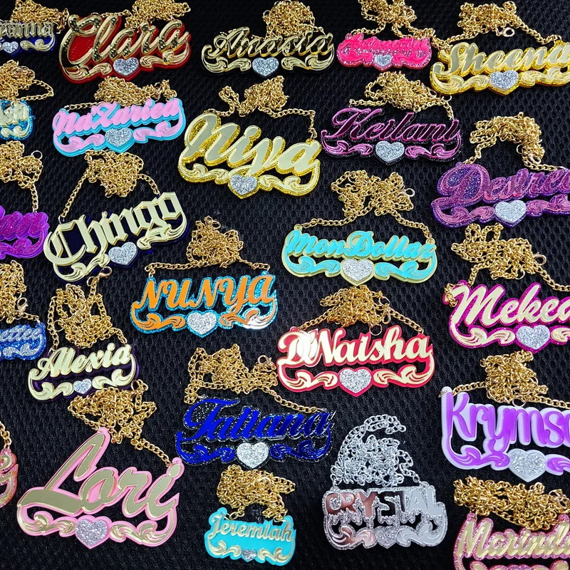 Fashion Customized Name Words Personalized Letter Initial Gold Choker Chain Love Necklace Pendant Nameplate Gift C4 250409