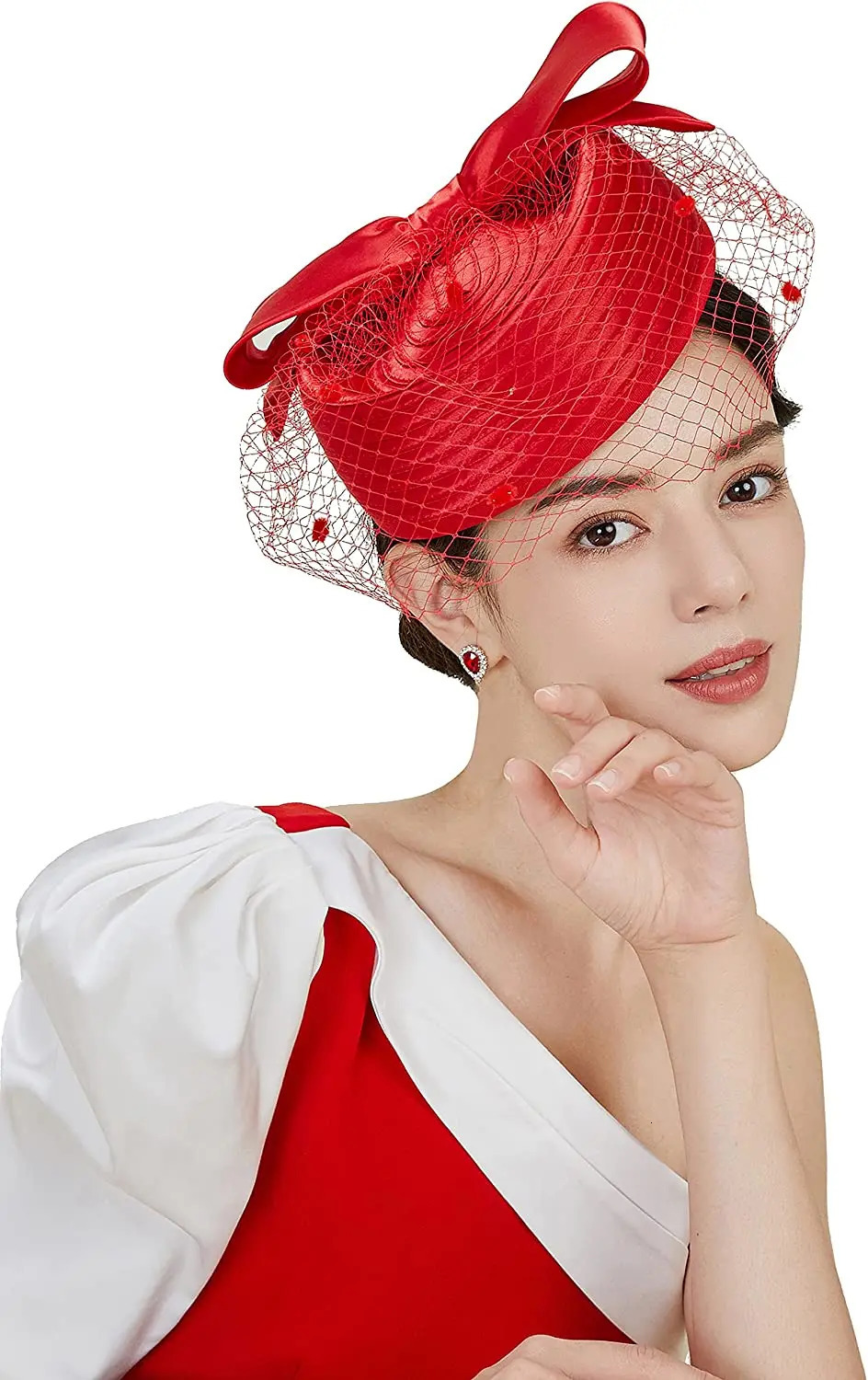 Elegant Kentucky Hat Fascinator for Women Tea Party Birdcage Veil Fascinator Satin Derby Hat Pillbox Hat Fascinator 250409
