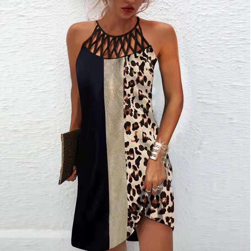 2023 European and American Spring Summer New Amazon Ethnic Style Positioning Printed Mesh Strap Sleeveless Casual Dress Women's Clothing