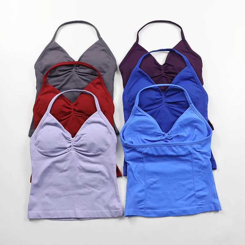 Impact long strap womens seamless yoga vest top Scrunch backless sportswear sleeveless sportswearXJ250410