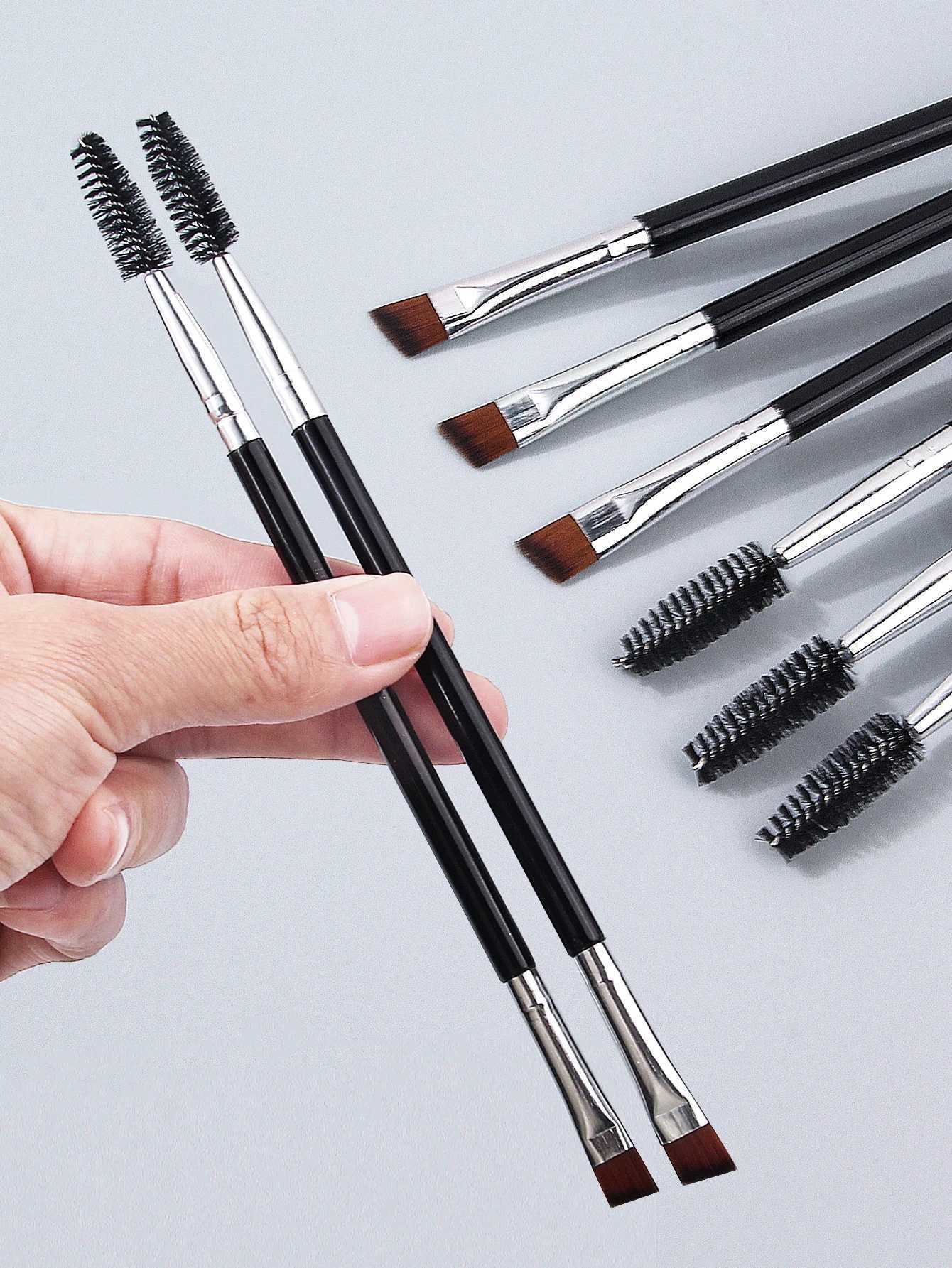 12Pcs Professional dual-head precision angled eyebrow brush eyelash brusheye makeup detail brush multi-functional makeup tool L251110