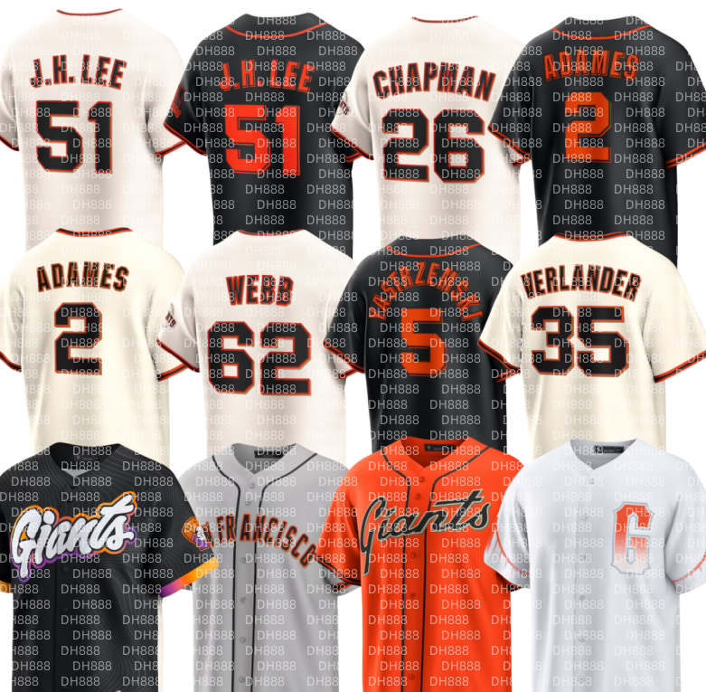 Giants custom Baseball Jersey Matt Williams Jung Hoo Mike Yastrzemski Logan Webb LaMonte Wade Jr. Matt Chapman Luis Matos Willy Adames Wilmer Flores Justin Verlander
