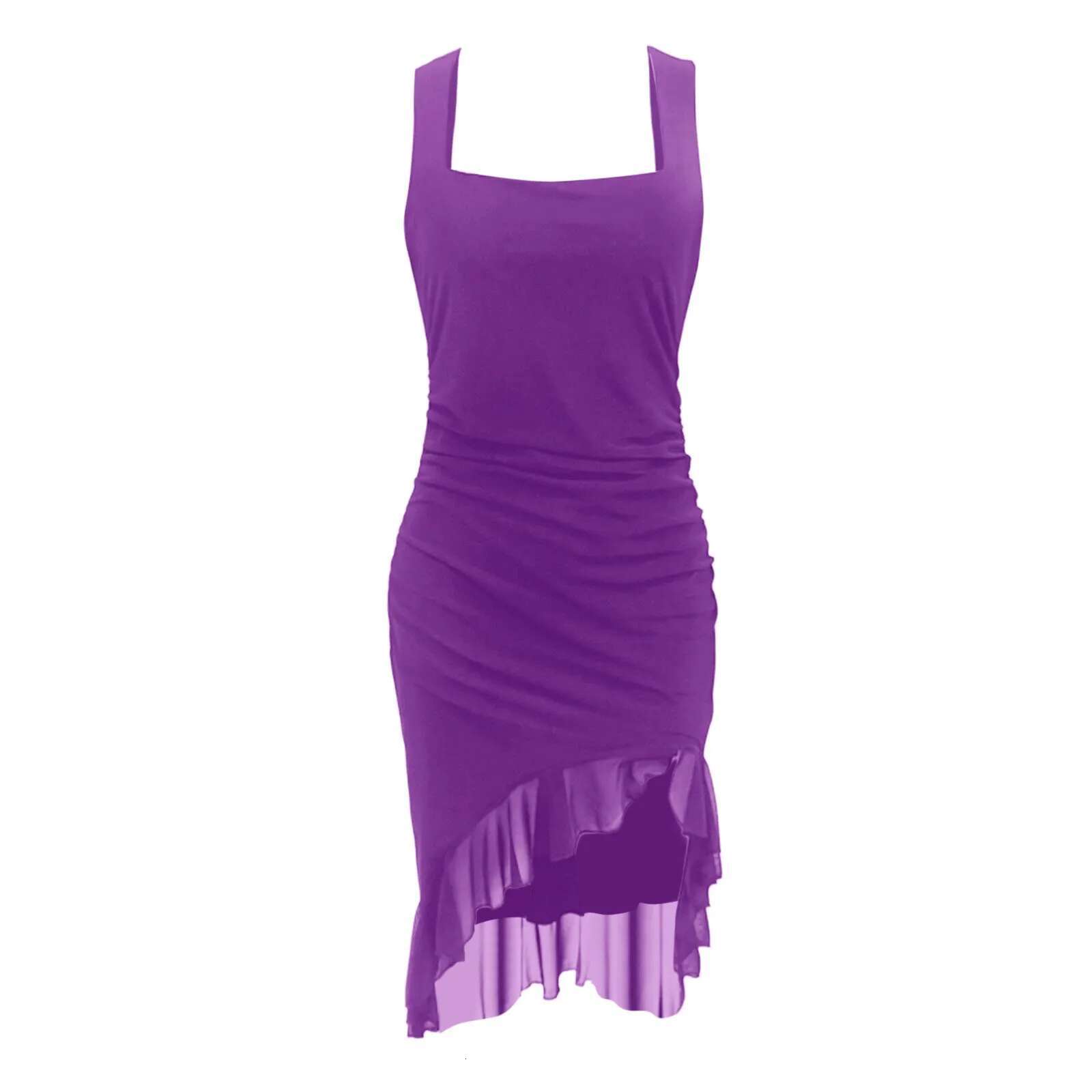 Dongdumaoyi Summer Dresses For Women Sexy Elegant Ruffle Ruched Midi Robe Backless Sleeveless Irregular Club Party Dress Female Vestido