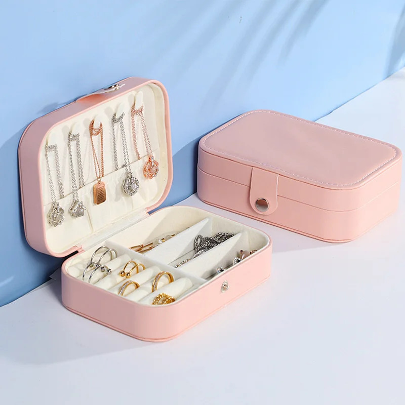 High-capacity Jewelry Storage Box PU Leather Necklace Ring Earrings Travel Portable Jewelry Box Tidy Small Exquisite Display Box 250409