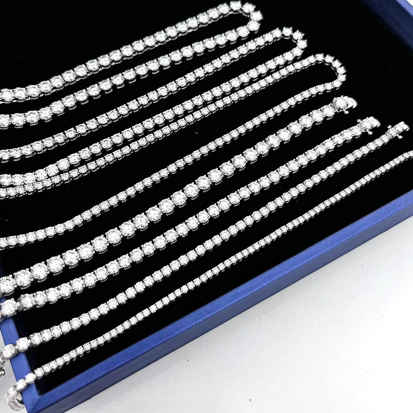 Moissanite Customized Jewelry 4mm Silver and Gold Moissanite Diamond 925 Tennis Necklace Gra Moissanite Jewelry