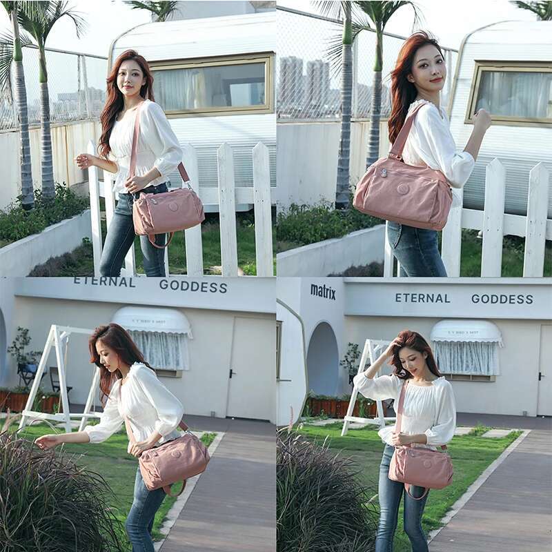 Mindesa High Quality Women Portable Nylon Fashion Shoulder Crossbody Handbag Tote Bag Lightweight Waterproof 8710