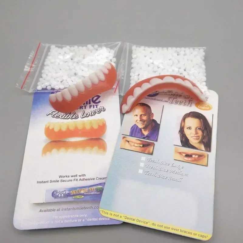 New Arrival Silicone dentures with upper and lower veneers temporary tooth veneers stickers artificial oral protection tools new Z250410