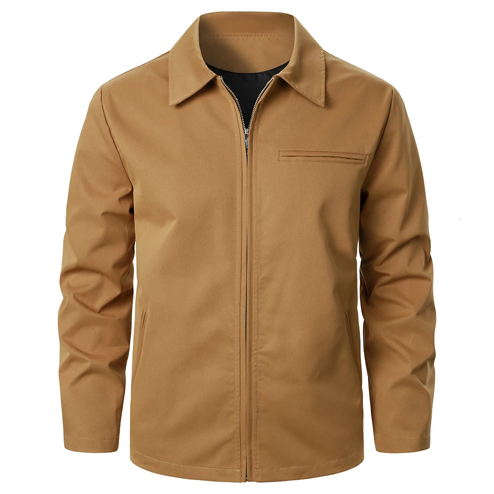 Mens solid color jacket with zipper windproof fashion mens jacket outdoor sports street casual style mens top jacket mens jacket 250410