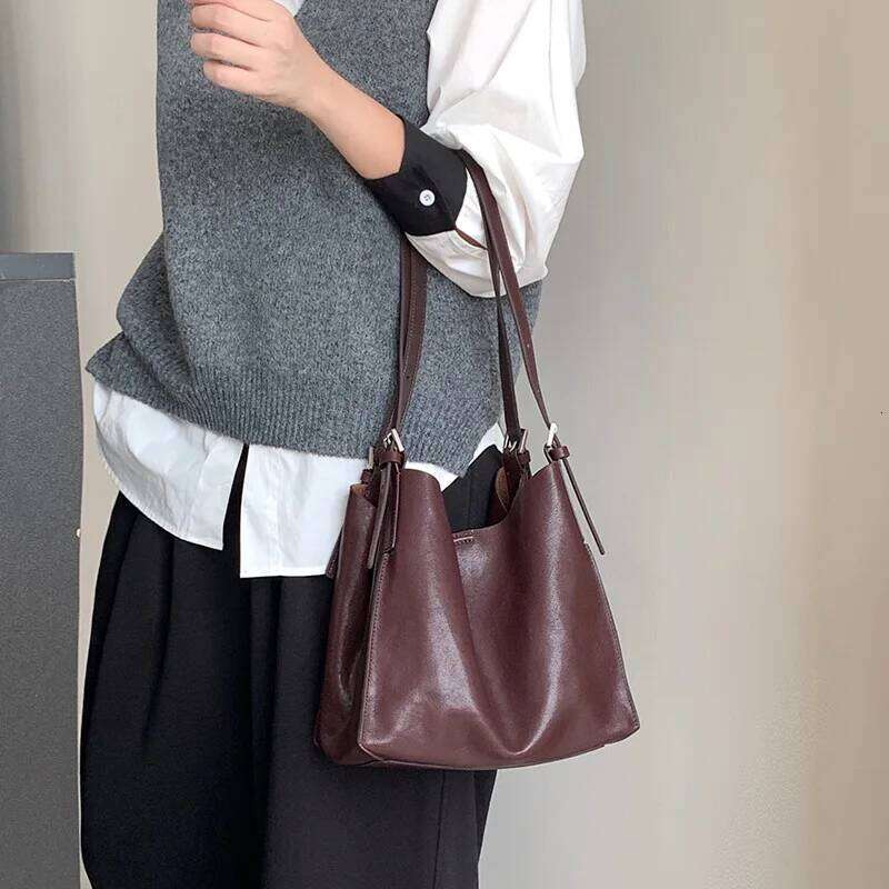 Genuine Leather Armpit Women's New Design Vegetable Basket Tote Vintage Casual Portable Shoulder Bag For Women Suotong1110