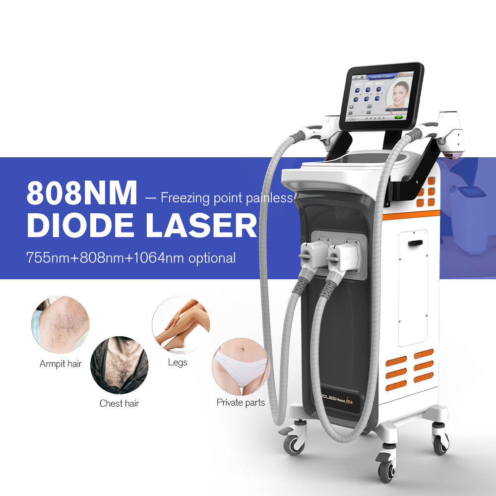 808 Diode Laser Hair Removal Machine 1064 755 Ice Titanium Painless Permanent Full Body Hair Removal Alexandrite Laser