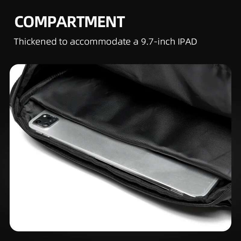 Messenger Men, Large Capacity Waterproof Shoulder , Casual Crossbody Bag Fit 9.7 Inch Ipad For Travel Black
