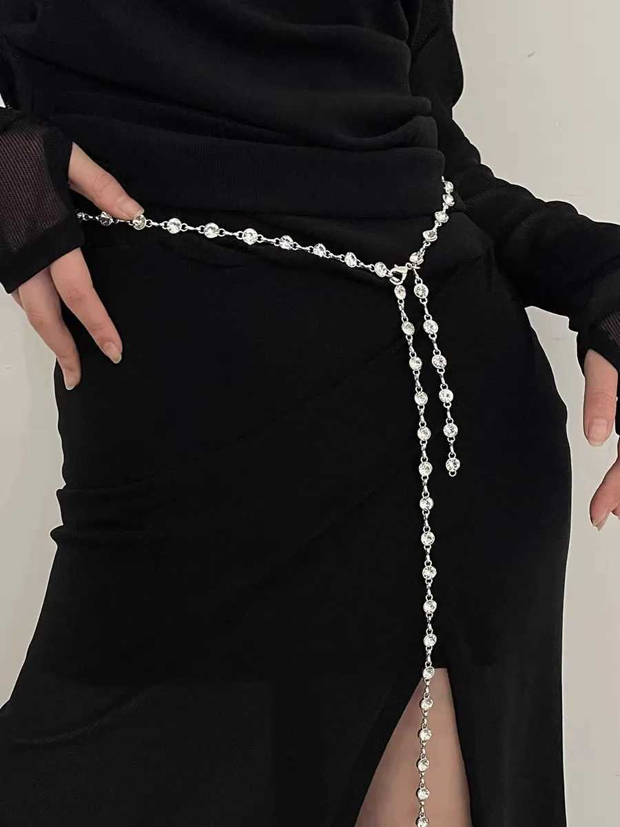 Small perfume style metal waist chain accessories dress senior Korean version net red belt thin belt X250410
