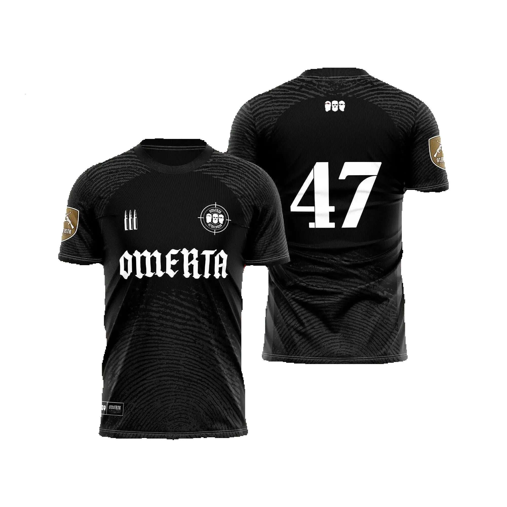 Maillot Omerta 47 T-shirt Men's casual black and white top Y2K clothing