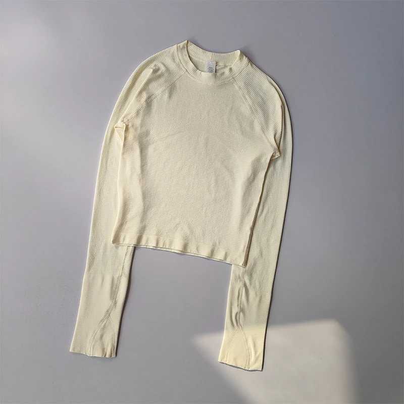 New sports long sleeved womens round neck quick drying running training Pilates fitness tops yoga clothesXJ250410