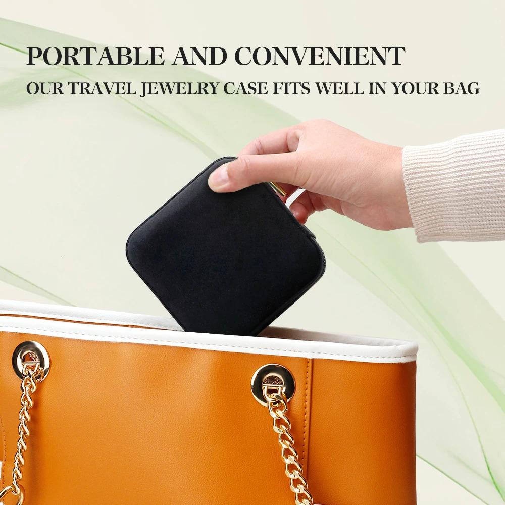 TAIMY Velvet Jewelry Box Mini Portable Travel Personalise Custom Jewellery Box Square Ring Earrings Storage Case 250409