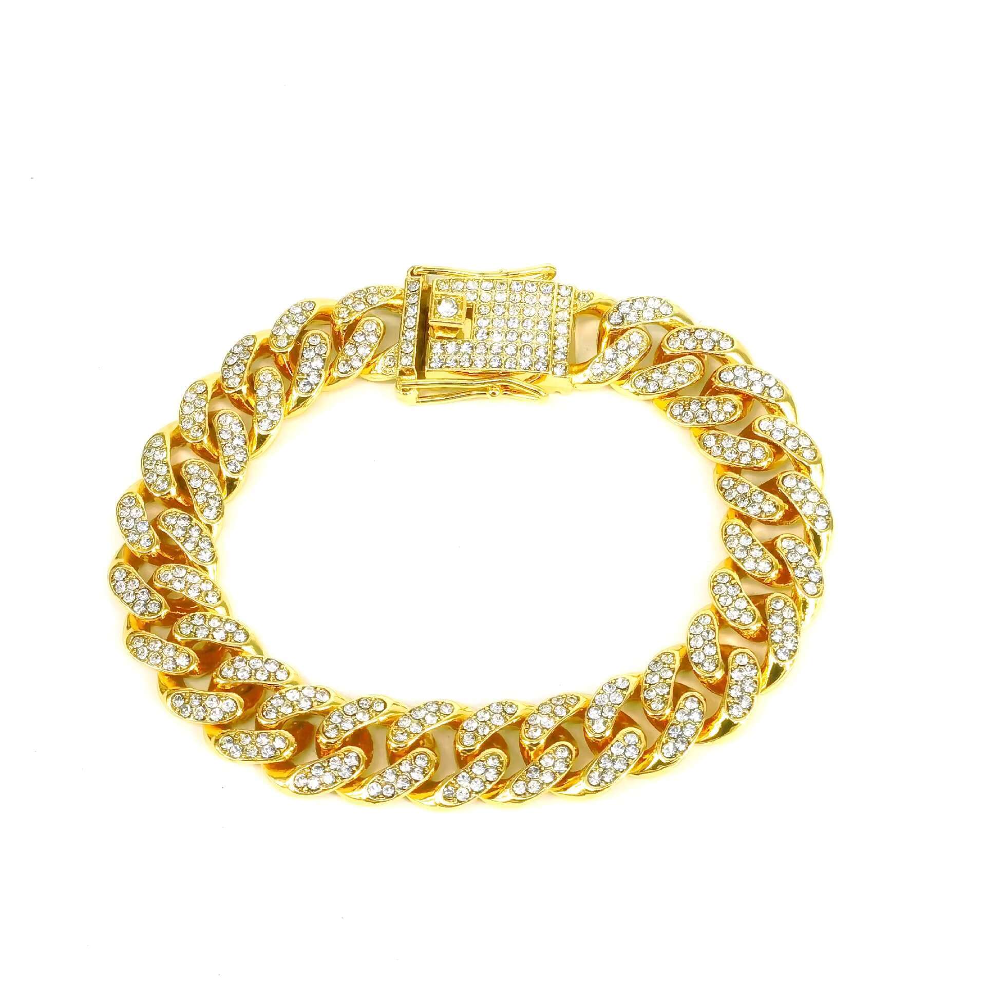 Manufacturer Wholesale High-quality Fashionable Hip-hop Style 12mm Full Dia Cuban Bracelet Necklace