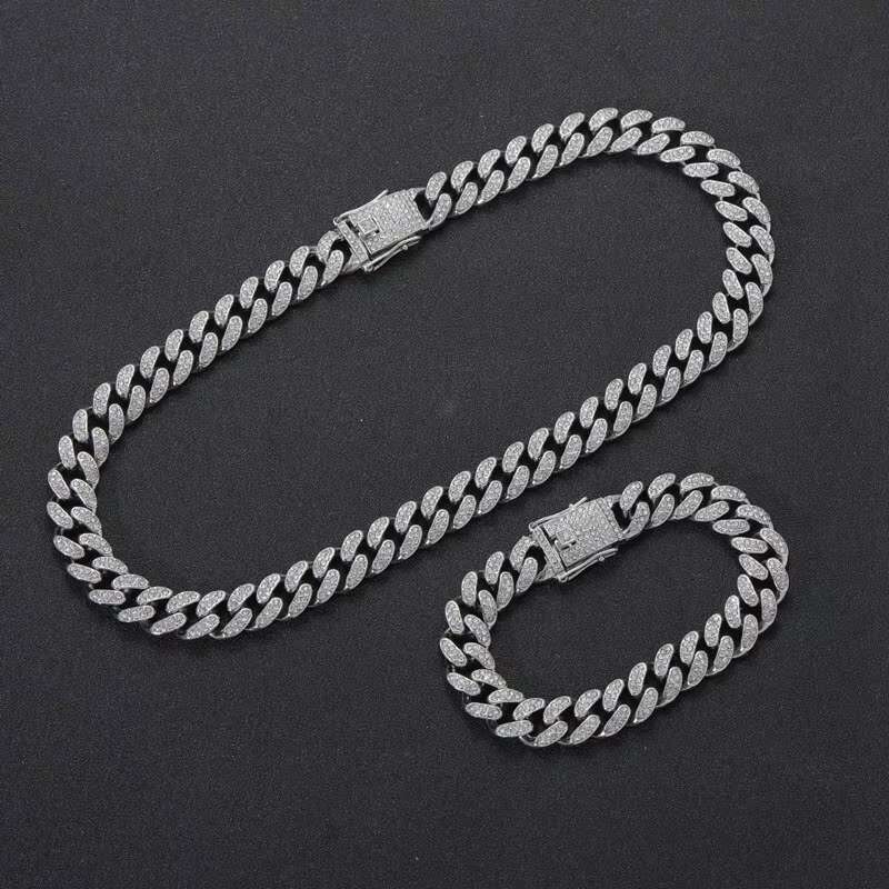 Wholesale Gold Plated 13mm Cuban k Chain Iced Out Dia Hip Hop Jewelry Men Drop Shipping for Weddings and Gifts