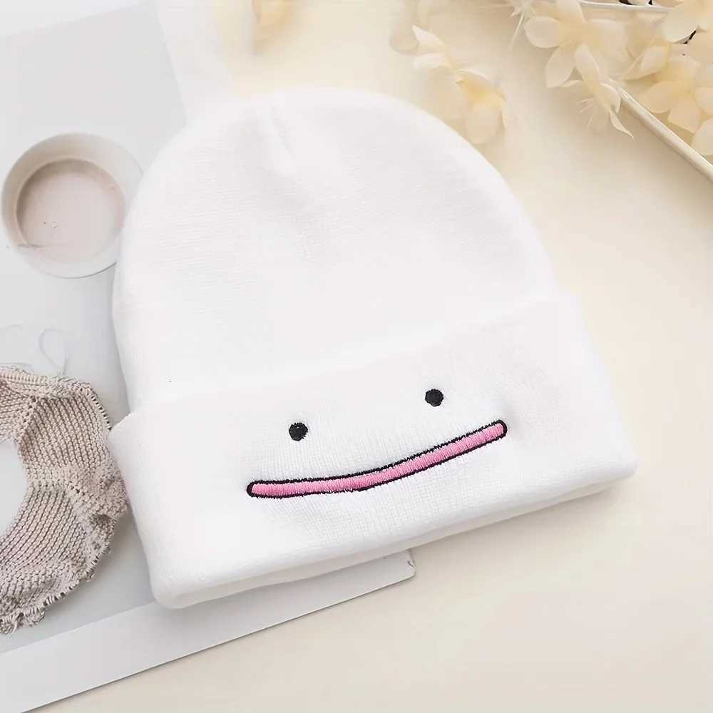 Stretchy and Lightweight Knit Beanie with Embroidered Smiling Design - Perfect Winter Hat for WomenXJ251110