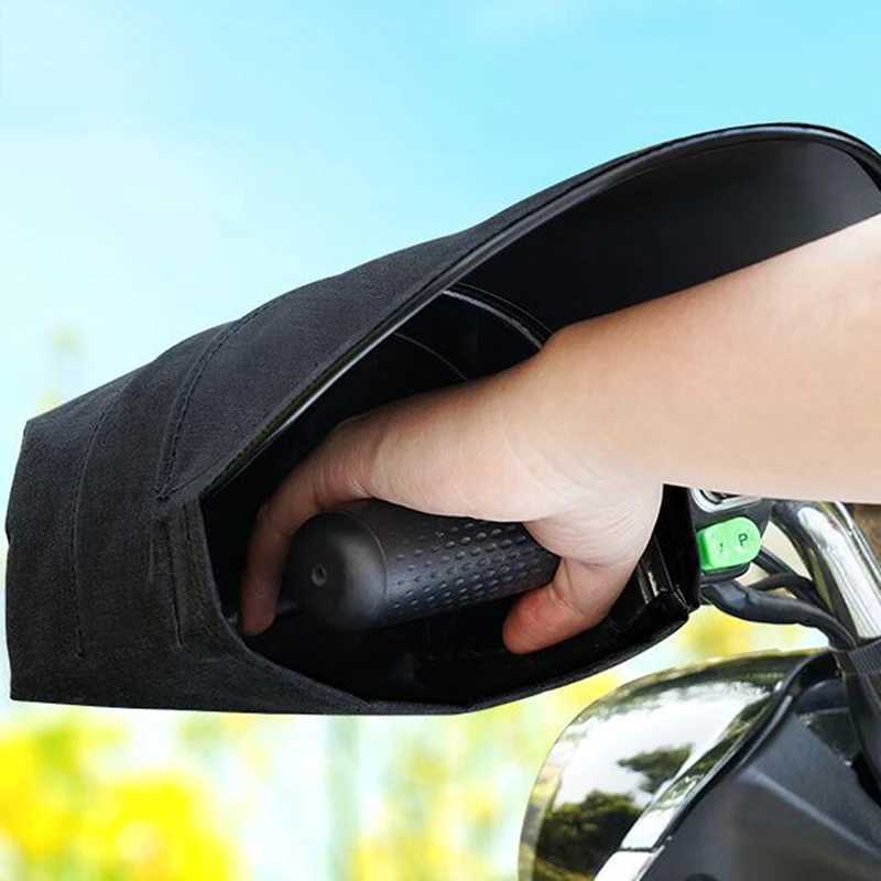1 pair Waterproof Warmer Motorcycle Handlebar Gloves Motorbike Hand Cover Thicken Grip Muff With Reflective Strip S25118
