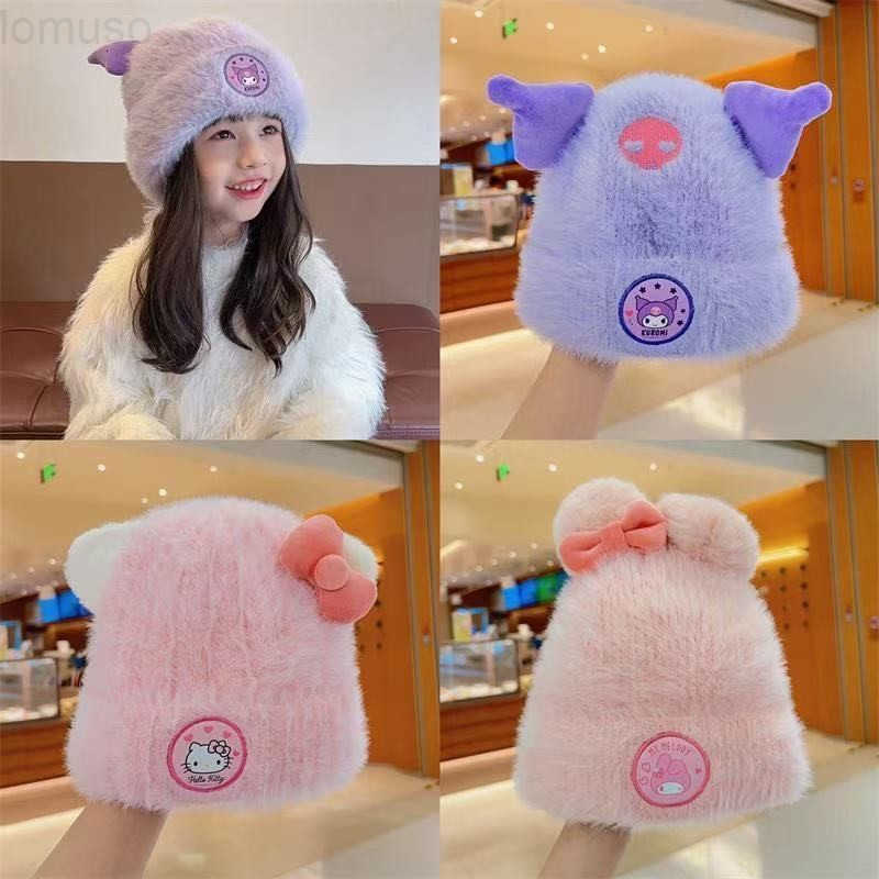 Sanrio Winter Girls Windproof and Cold-proof Hat Cute Cartoon Baby Windproof Warm stuffed Hat Girls Ear Protection Hat New H251110
