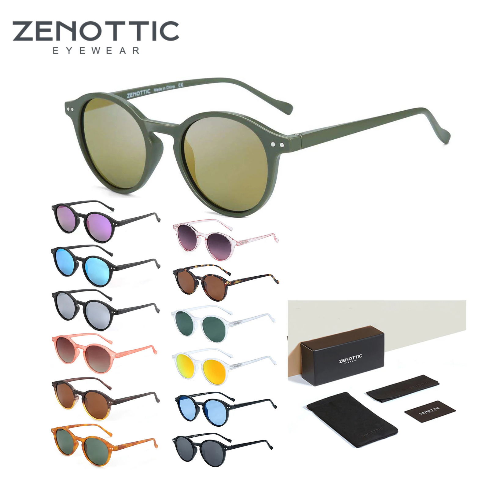 ZENOTTIC Retro Polarized Sunglasses Mens Small Round Frame Lens UV400 Goggles 250410