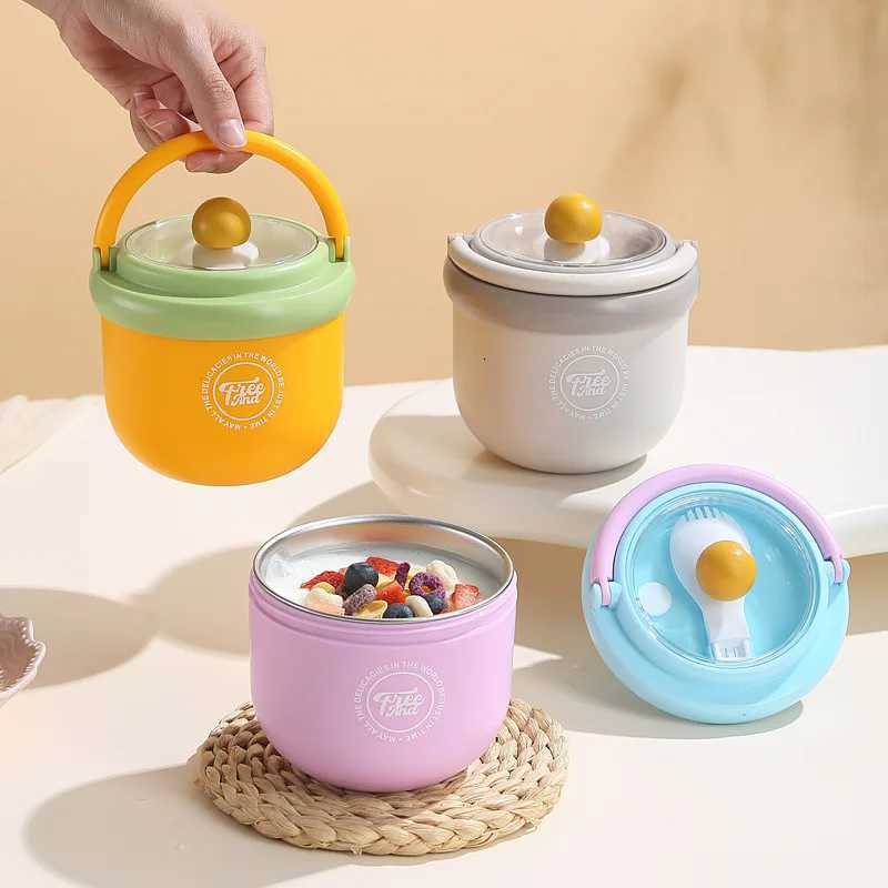 Fashionable cup Portable Stainless Steel 304 Milk Cup With Lid And Spoon Insated Breakfast Cup For Off Workers And Students Y251110