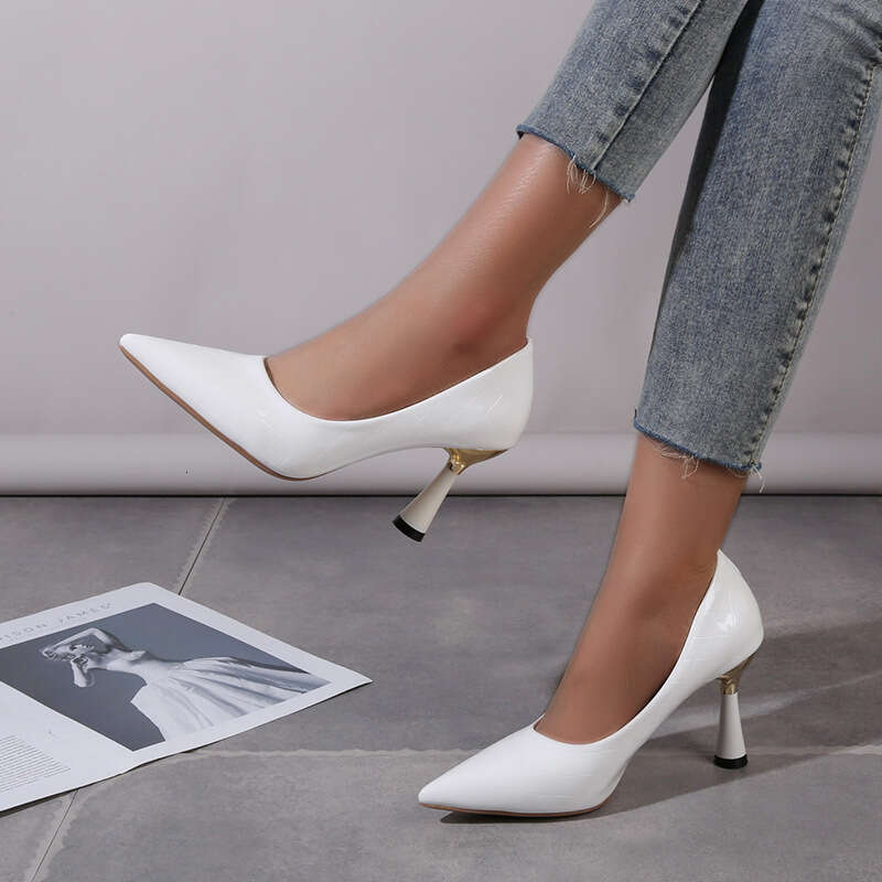 Woman Sandals High Sexy Shallow Mouth Single Shoes Classic Women S Red Pointed High Heels Solid Color Plus Size Banquet Shoes