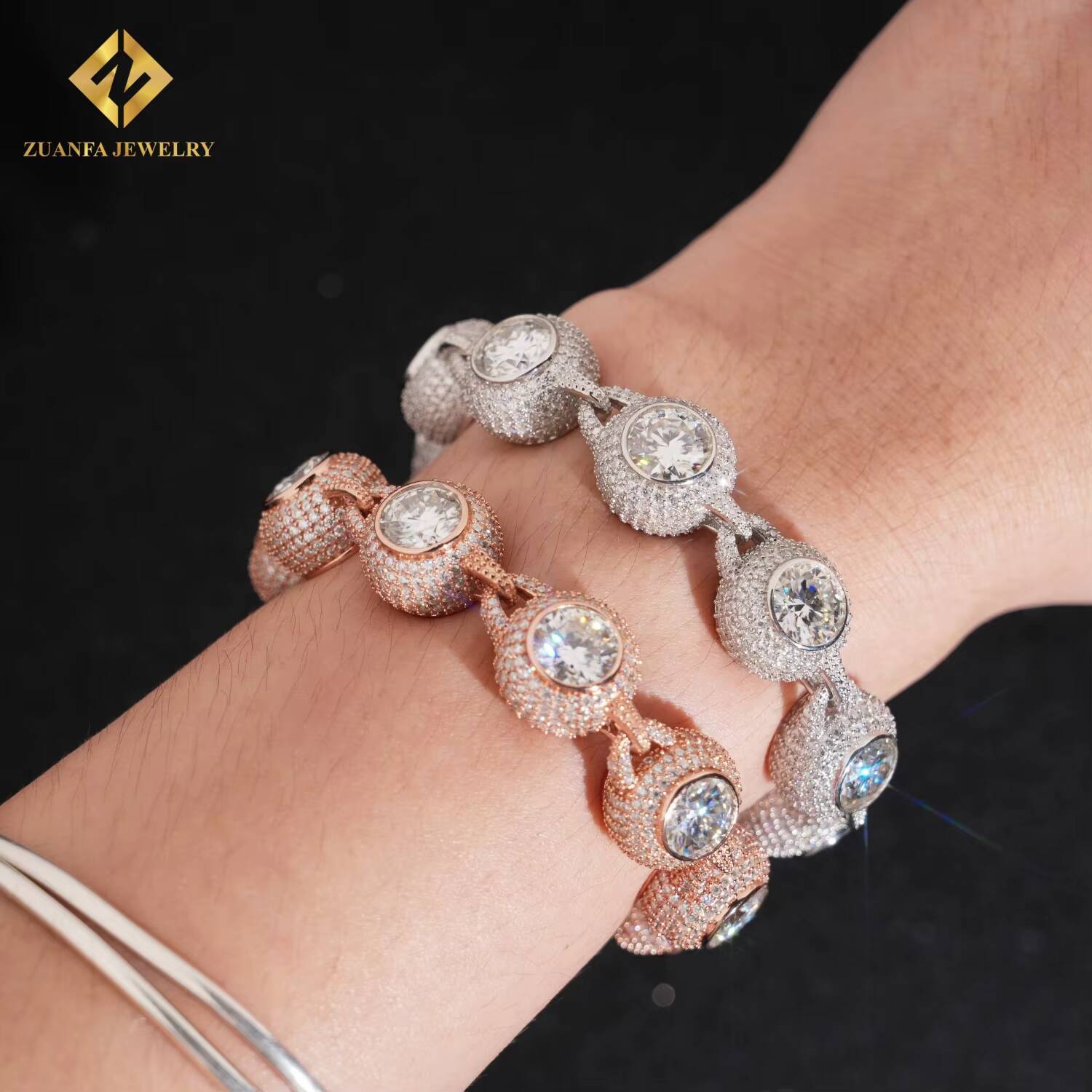 New Designs Miossanite Bracelet Pass Diamond Tester VVS Iced Out Moissanite 139mm 925 Sterling Silver Moissanite Mens Bracelet