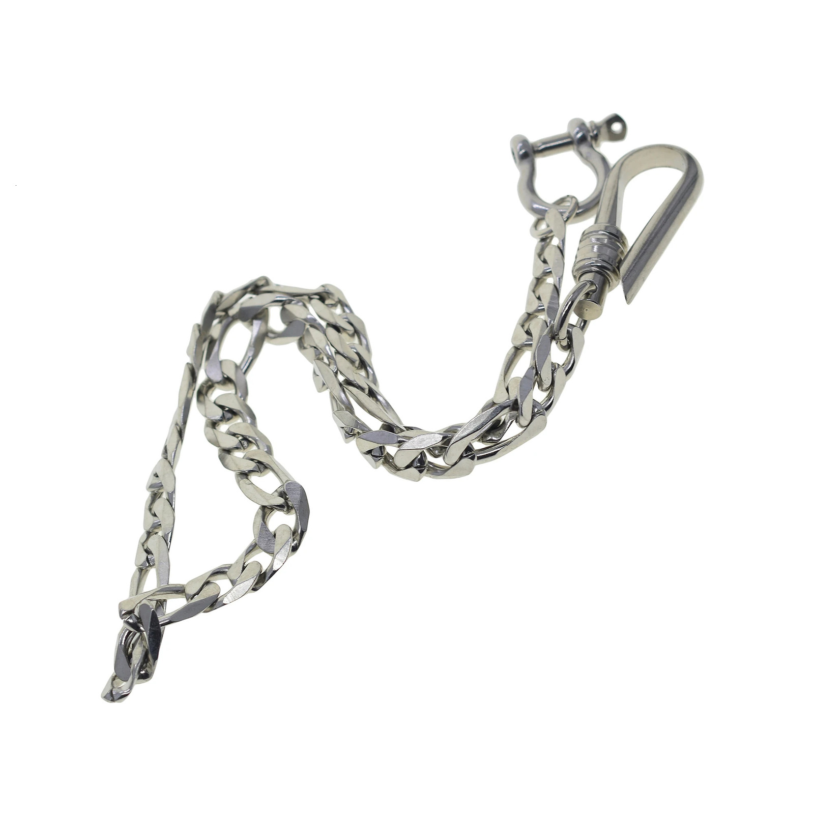 Stainless Steel Wallet Jean Trouser Bicycle Keychain D Coupling Simple U 6mm Wire Hook Extra Large Cuban Figaro Chain 250410