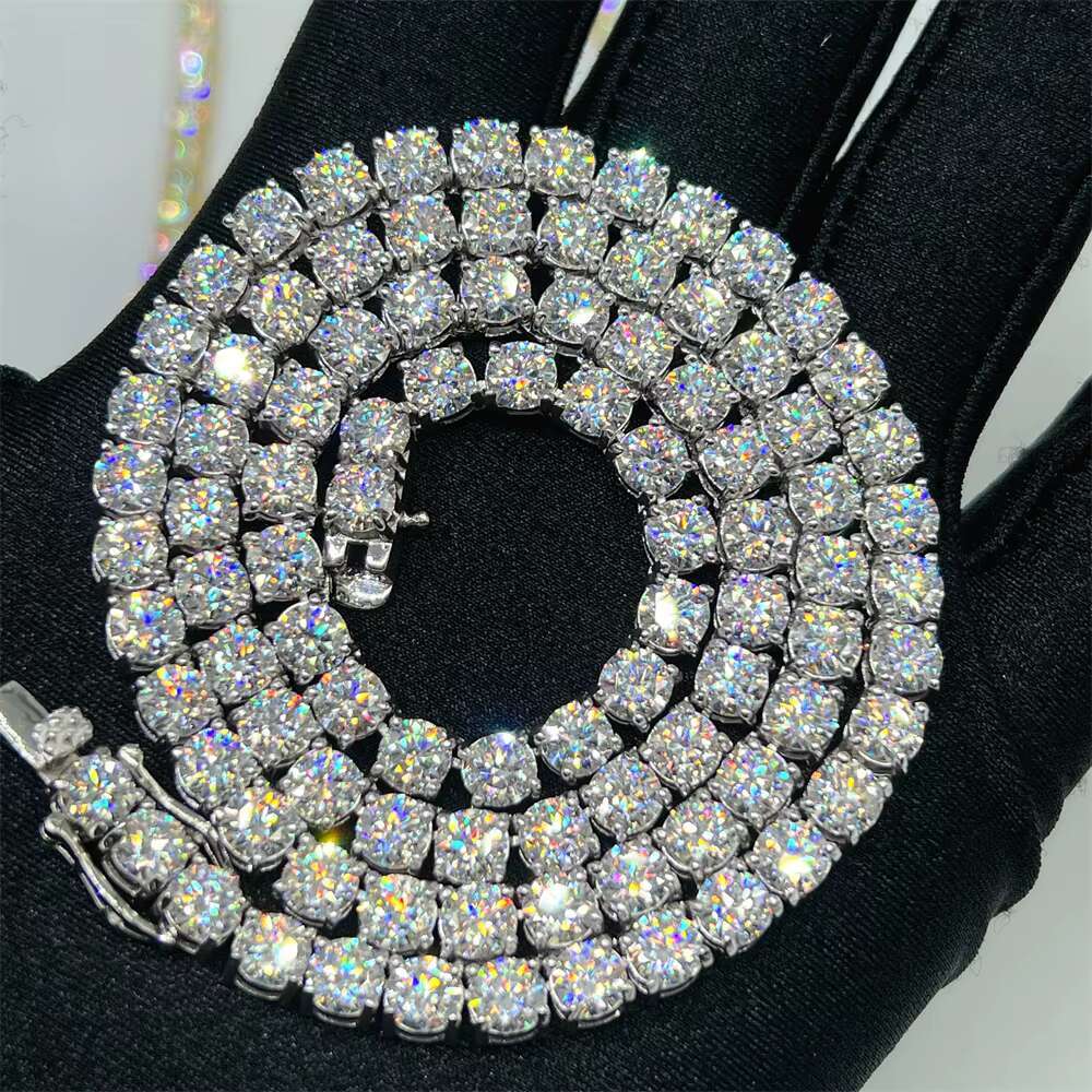 2022 Fashion New Design Necklace 925 Sterling Silver 5mm Vvs Moissanite Tennis Chain