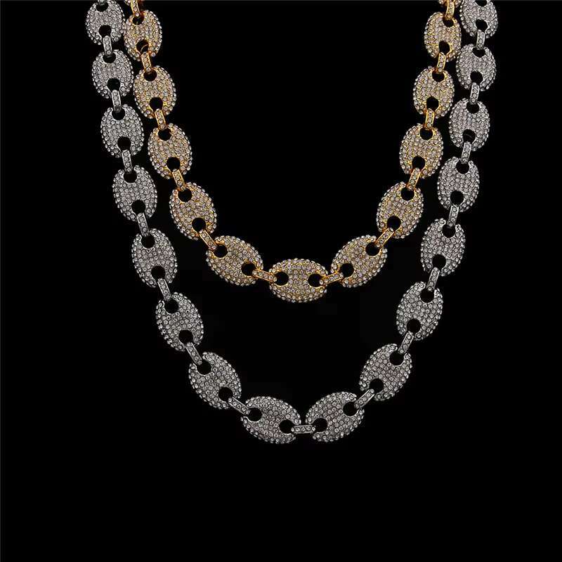 Qian Jian Men's Hip Hop Jewelry Iced Necklace Silica Cuban Chain Buckle