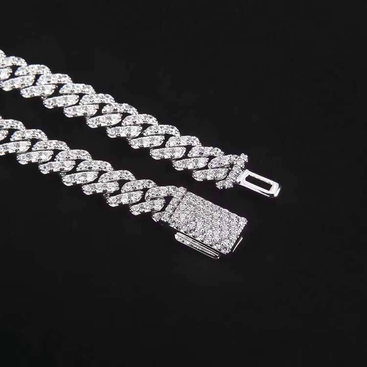 High quality gold-plated pure sier Cuban chain for both men women, 6mm zircon hip-hop necklace, fashionable and unique style