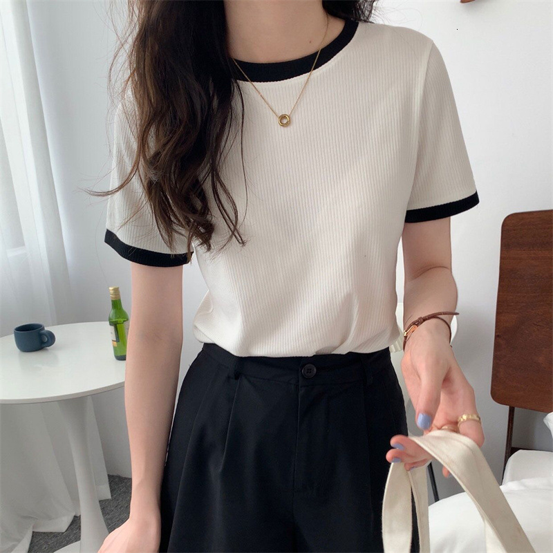 2025S Designer Women S T Shirt Leisure Bottom Shirt Top Slim Fit Short Sleeved T Shirt Summer New Korean Version Student Round Neck Women S Fashion Tr