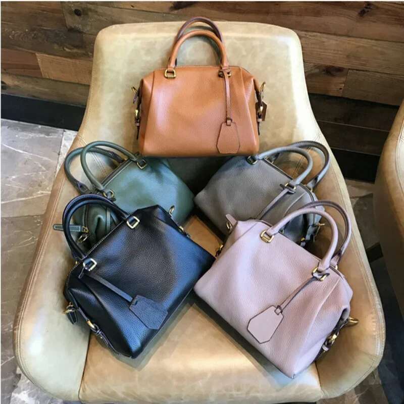 2025 Genuine Advanced Leather Hand Women's Handbag Large Boston All-Match Female Shoulder Bag Casual Tote Bags