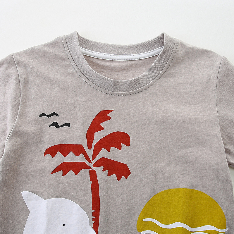GS- Ddmyshoesvip Short Sleeved Summer New Product Boys T Shirt Small And Medium Sized Round Neck Printed Children S Top