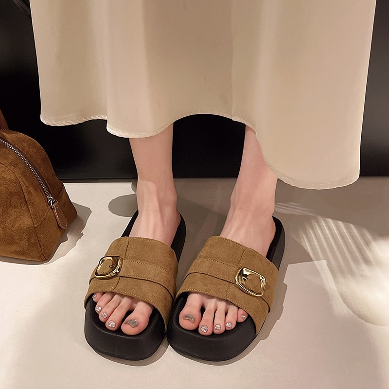 New free summer fashionable thick soled height increasing slippers black designer women sizes 35-40