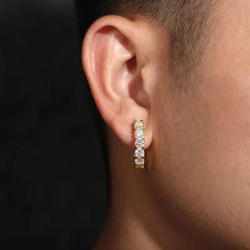 GRA Certified Hip Hop 925 Sterling Silver Hoop Stud Earrings Fashion 4mm VVS D Moissanite Jewelry for Gifts and Parties