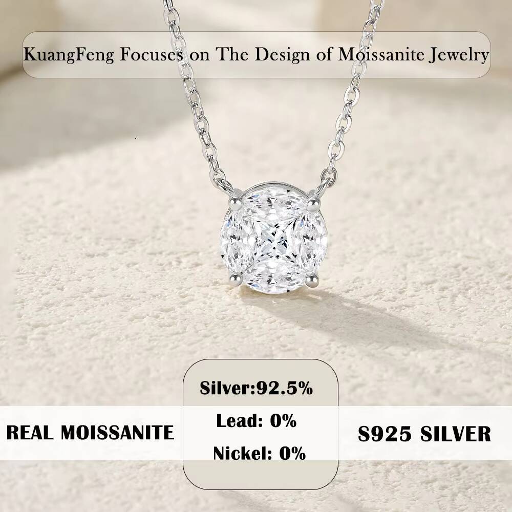 16CTW Moissanite Pendant Womens 925 Sterling Silver Cluster Necklace with GRA Certificate Premium Product Category