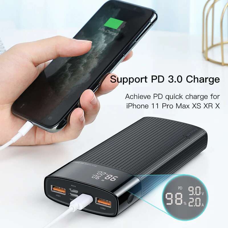 Power Bank 20000mAh QC PD 3.0 PoverBank Fast Charging PowerBank 20000 mAh USB External Battery Charger