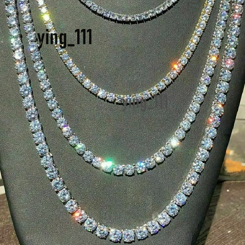 3mm Tennis Chain Necklace White 925 Sterling Silver Jewelry 14k Gold 18k Gold Plated Tennis Moissanite Diamond Chains