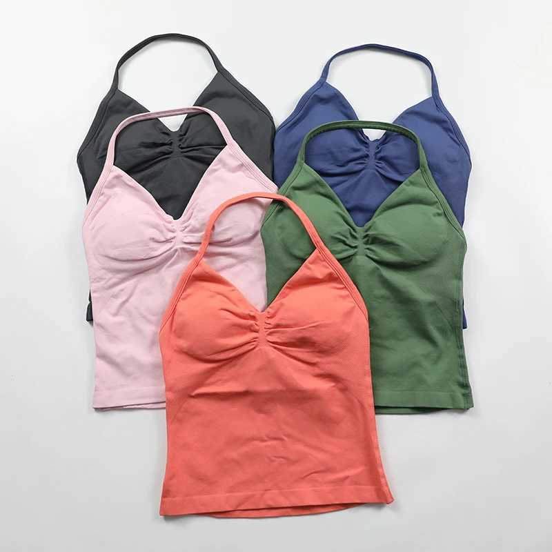 Impact long strap womens seamless yoga vest top Scrunch backless sportswear sleeveless sportswearXJ250410
