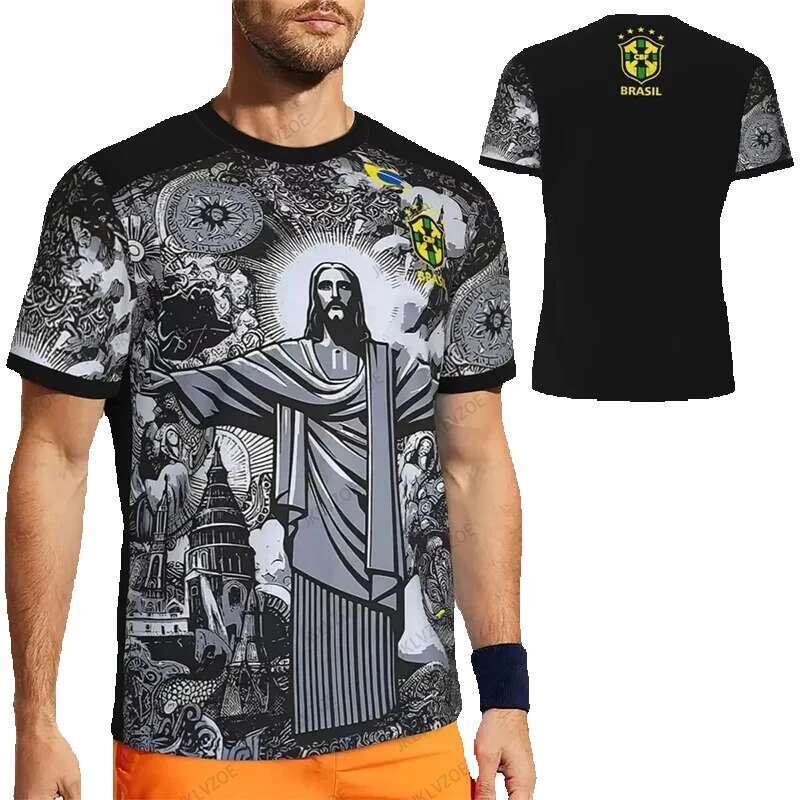 Brazil Jesus Special Edition Football Shirt 2024 Summer Novelty Sports T-shirt Men's and Women's Training Uniform Top