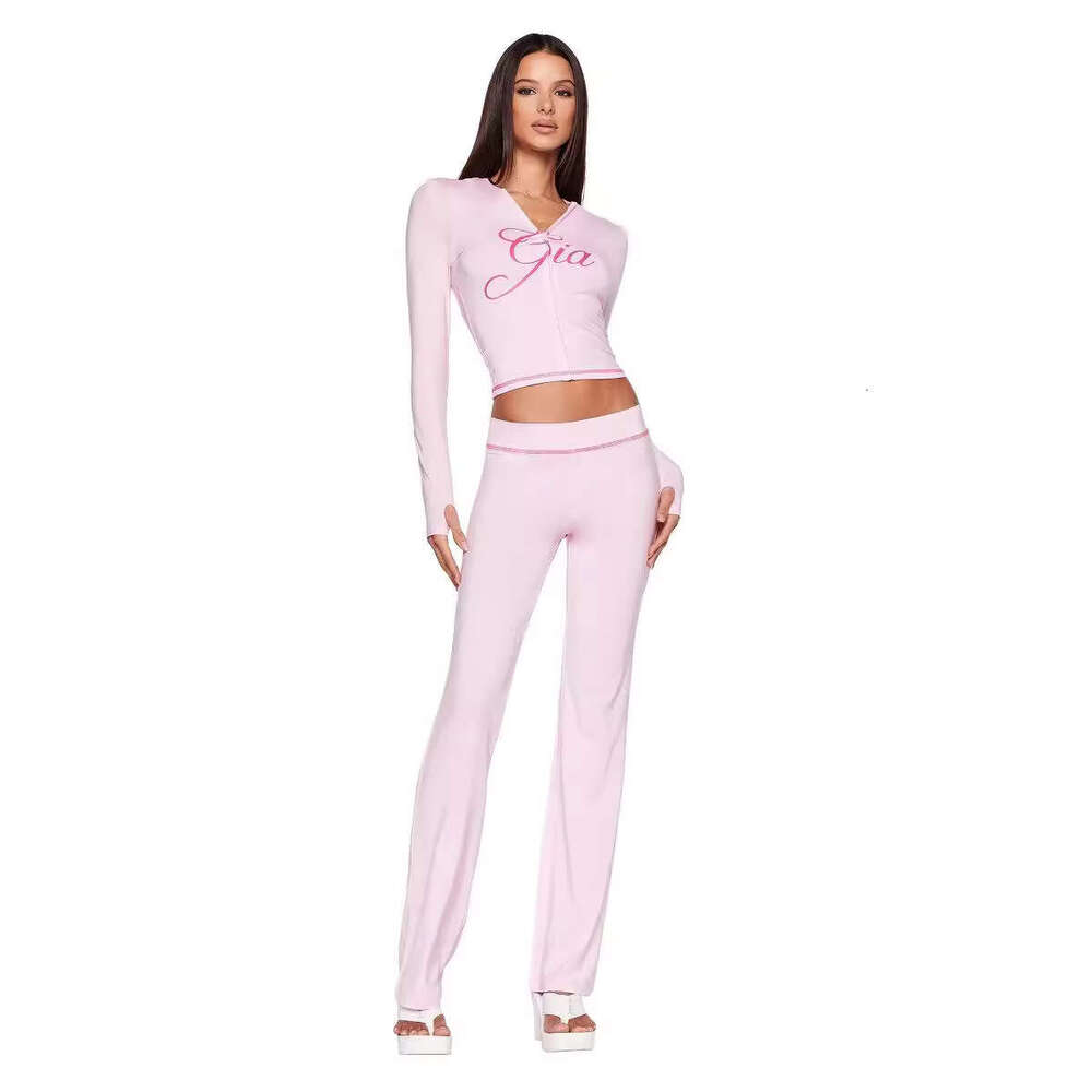 European and American INS hot stamping, strapless, high waisted pants two-piece set 2025 new casual versatile fashion clothing