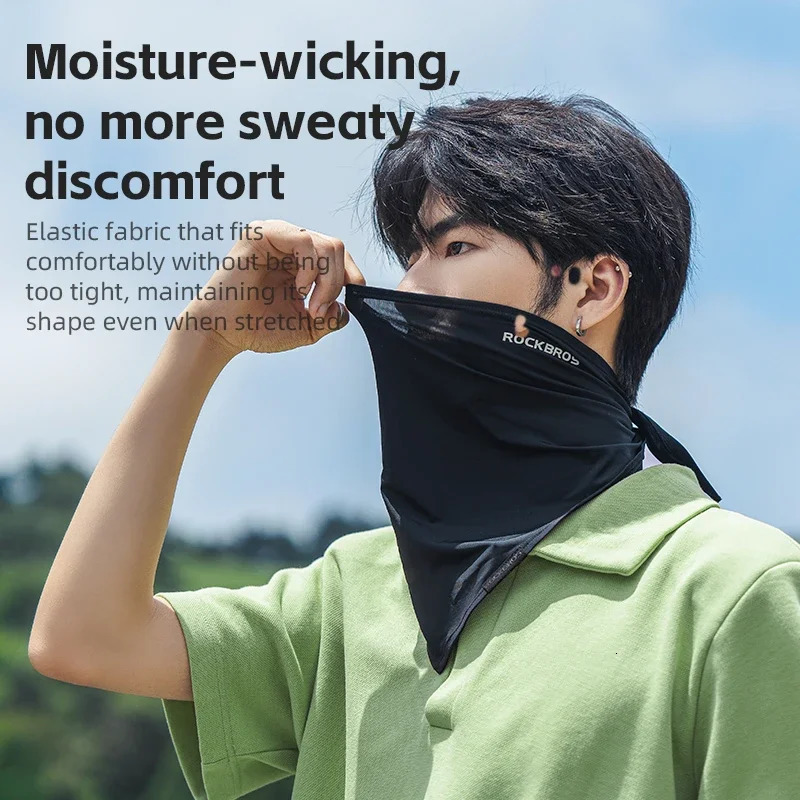Rockbros Ice Silk Triangle Scarf Breathable Sunscreen Fast Drying Balaclava facial mask Motorcycle Running Cooling Exercise 250408